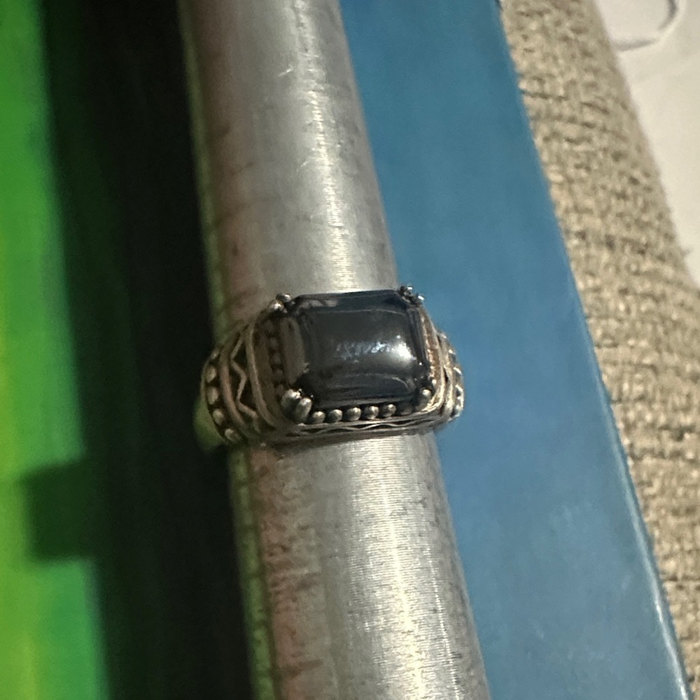 925 Hematite Silver Ring